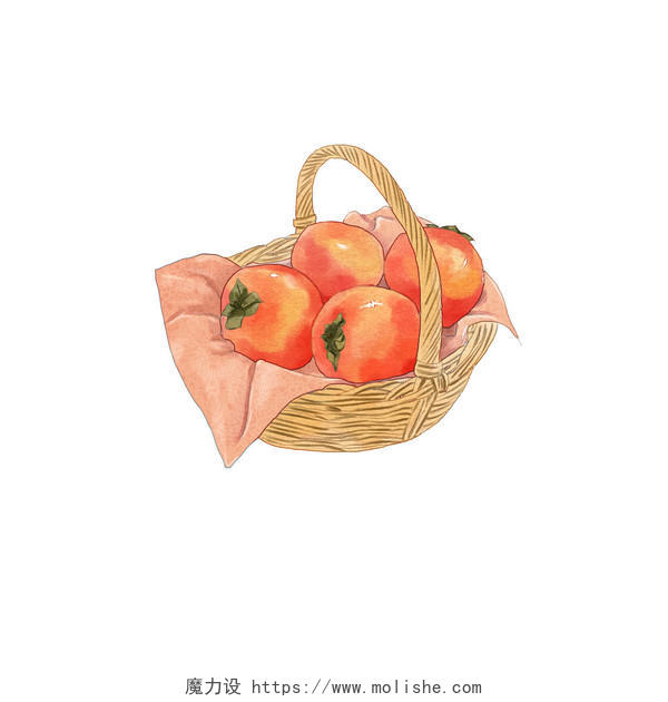 手绘水彩柿子